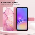 For Samsung Galaxy A05 PT003 Marble Pattern Flip Leather Phone Case(Pink Purple Gold LS001)