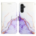 For Samsung Galaxy A05s PT003 Marble Pattern Flip Leather Phone Case(White Purple LS006)