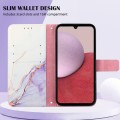 For Samsung Galaxy A05s PT003 Marble Pattern Flip Leather Phone Case(White Purple LS006)