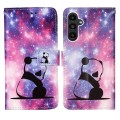 For Samsung Galaxy S23 FE 5G Colored Drawing Pattern Plain Weave Leather Phone Case(Baby Panda)