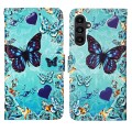 For Samsung Galaxy A15 Colored Drawing Pattern Plain Weave Leather Phone Case(Caring Butterfly)