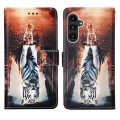 For Samsung Galaxy A05s Colored Drawing Pattern Plain Weave Leather Phone Case(Cats And Tigers)