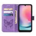 For Samsung Galaxy A15 Embossed Butterfly Leather Phone Case(Purple)