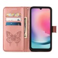 For Samsung Galaxy A15 Embossed Butterfly Leather Phone Case(Rose Gold)