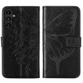 For Samsung Galaxy A15 Embossed Butterfly Leather Phone Case(Black)