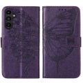 For Samsung Galaxy A15 Embossed Butterfly Leather Phone Case(Dark Purple)