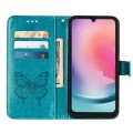 For Samsung Galaxy A15 Embossed Butterfly Leather Phone Case(Blue)