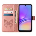 For Samsung Galaxy A05 Embossed Butterfly Leather Phone Case(Rose Gold)
