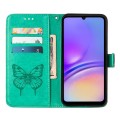 For Samsung Galaxy A05 Embossed Butterfly Leather Phone Case(Green)