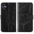 For Samsung Galaxy A05 Embossed Butterfly Leather Phone Case(Black)