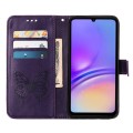 For Samsung Galaxy A05 Embossed Butterfly Leather Phone Case(Dark Purple)