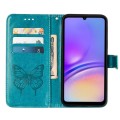 For Samsung Galaxy A05 Embossed Butterfly Leather Phone Case(Blue)