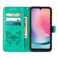 For Samsung Galaxy A05s Embossed Butterfly Leather Phone Case(Green)