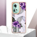 For OPPO Reno11 5G Global Electroplating IMD TPU Phone Case(Purple Flower)