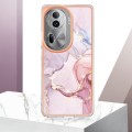 For OPPO Reno11 Pro 5G Global Electroplating Marble Dual-side IMD Phone Case(Rose Gold 005)