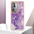 For OPPO Reno11 Pro 5G Global Electroplating Marble Dual-side IMD Phone Case(Purple 002)