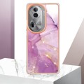 For OPPO Reno11 Pro 5G Global Electroplating Marble Dual-side IMD Phone Case(Purple 001)