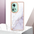For OPPO Reno11 5G Global Electroplating Marble Dual-side IMD Phone Case(White 006)