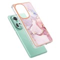 For OPPO Reno11 5G Global Electroplating Marble Dual-side IMD Phone Case(Rose Gold 005)
