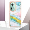 For OPPO Reno11 5G Global Electroplating Marble Dual-side IMD Phone Case(Green 004)