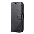 For iPhone 15 Pro AZNS Sheepskin Texture Flip Leather Phone Case(Black)