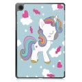 For Samsung Galaxy Tab A9 Custer Painted 3-Fold Holder Smart Leather Tablet Case(Unicorn)