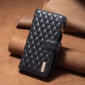 For OPPO A59 5G Diamond Lattice Zipper Wallet Leather Flip Phone Case(Black)