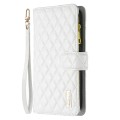 For OPPO Find X7 Diamond Lattice Zipper Wallet Leather Flip Phone Case(White)