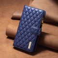 For OPPO Find X7 Ultra Diamond Lattice Zipper Wallet Leather Flip Phone Case(Blue)