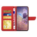 For Motorola Moto G34 5G HT03 Skin Feel Butterfly Embossed Flip Leather Phone Case(Red)