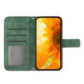 For Motorola Moto G34 5G HT04 Skin Feel Sun Flower Embossed Flip Leather Phone Case with Lanyard(Gre