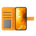 For Motorola Moto G34 5G HT04 Skin Feel Sun Flower Embossed Flip Leather Phone Case with Lanyard(Yel