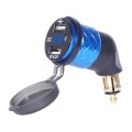 German EU Plug Special Motorcycle Elbow Charger Dual USB Voltmeter 4.2A Charger, Shell Color:Blue(Bl