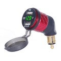 German EU Plug Special Motorcycle Elbow Charger Dual USB Voltmeter 4.2A Charger, Shell Color:Red(Gre