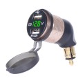 German EU Plug Special Motorcycle Elbow Charger Dual USB Voltmeter 4.2A Charger, Shell Color:Gold(Gr