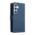 For Samsung Galaxy S24 Skin Feel Multi-Card Wallet Zipper Leather Phone Case(Blue)
