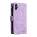 For Samsung Galaxy A05 Skin Feel Multi-Card Wallet Zipper Leather Phone Case(Purple)