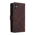 For Samsung Galaxy A05 Skin Feel Multi-Card Wallet Zipper Leather Phone Case(Brown)
