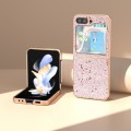 For Samsung Galaxy Z Flip5 Nano Plating Glitter PU Phone Case(Gold Pink)