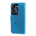 For OPPO A59 5G / A2m 7-petal Flowers Embossing Leather Phone Case(Blue)