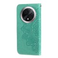 For OPPO A3 Pro 5G 7-petal Flowers Embossing Leather Phone Case(Green)