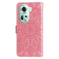 For OPPO Reno11 5G Global Embossed Sunflower Leather Phone Case(Rose Gold)
