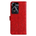 For OPPO A59 5G / A2m Embossed Sunflower Leather Phone Case(Red)