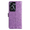 For OPPO A59 5G / A2m Embossed Sunflower Leather Phone Case(Purple)