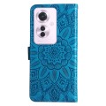 For OPPO Reno11 F Global / F25 Pro Global Embossed Sunflower Leather Phone Case(Blue)