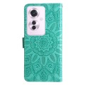 For OPPO Reno11 F Global / F25 Pro Global Embossed Sunflower Leather Phone Case(Green)