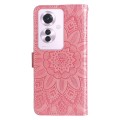 For OPPO Reno11 F Global / F25 Pro Global Embossed Sunflower Leather Phone Case(Rose Gold)