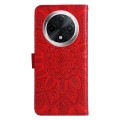 For OPPO A3 Pro 5G Embossed Sunflower Leather Phone Case(Red)