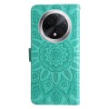 For OPPO A3 Pro 5G Embossed Sunflower Leather Phone Case(Green)