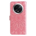 For OPPO A3 Pro 5G Embossed Sunflower Leather Phone Case(Rose Gold)